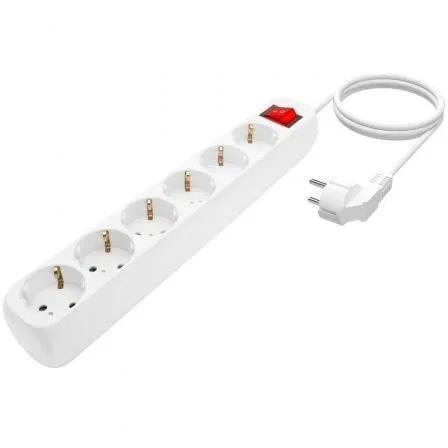 Aisens Regleta de 6 Tomas con Interruptor, Cable 1,4m, Blanco
